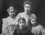 Clara Phillips Curtis, wife of Edward S. Curtis, and three of their children: Beth, Harold and Florence, circa 1901.